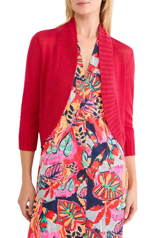 ニックプラスゾーイ レディース アウター カーディガン リネン NICZOE Linen Blend Bolero Cardigan True Red レッド