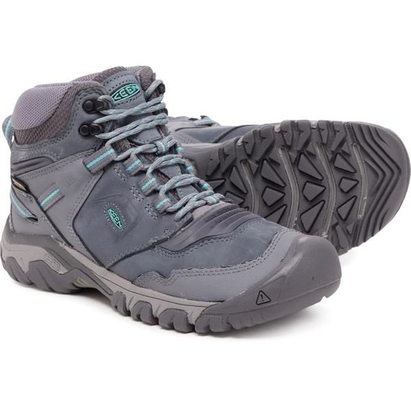 キーン レディース シューズ スニーカー ブーツ レザー Keen Ridge Flex Mid Hiking Boots Waterproof Leather For Women Steel Gre