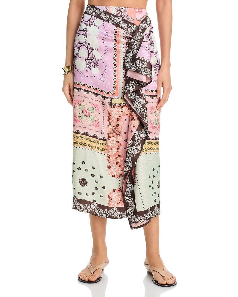 アクア レディース ボトムスカート フリル マキシ AQUA Ruffle Wrap Maxi Skirt Exclusive Multi マルチカラー
