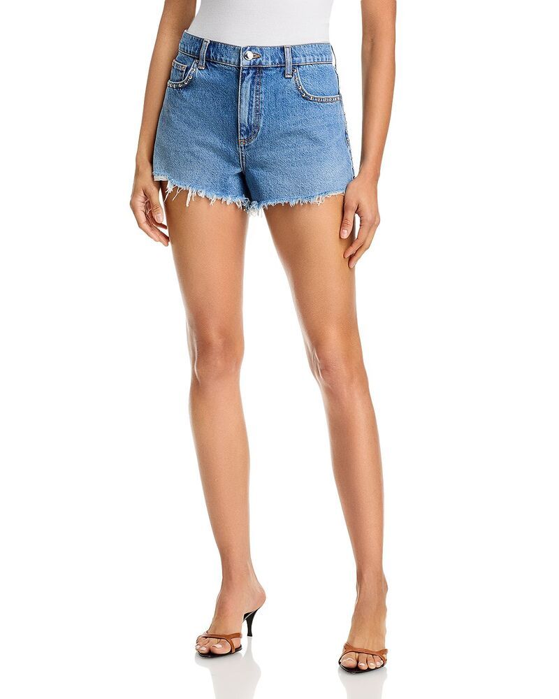レイミー ブルック レディース ボトムス ハーフパンツ・ショーツ ショートパンツ デニム Ramy Brook Bria Studdedenim Shorts in Faded Blue ブルー