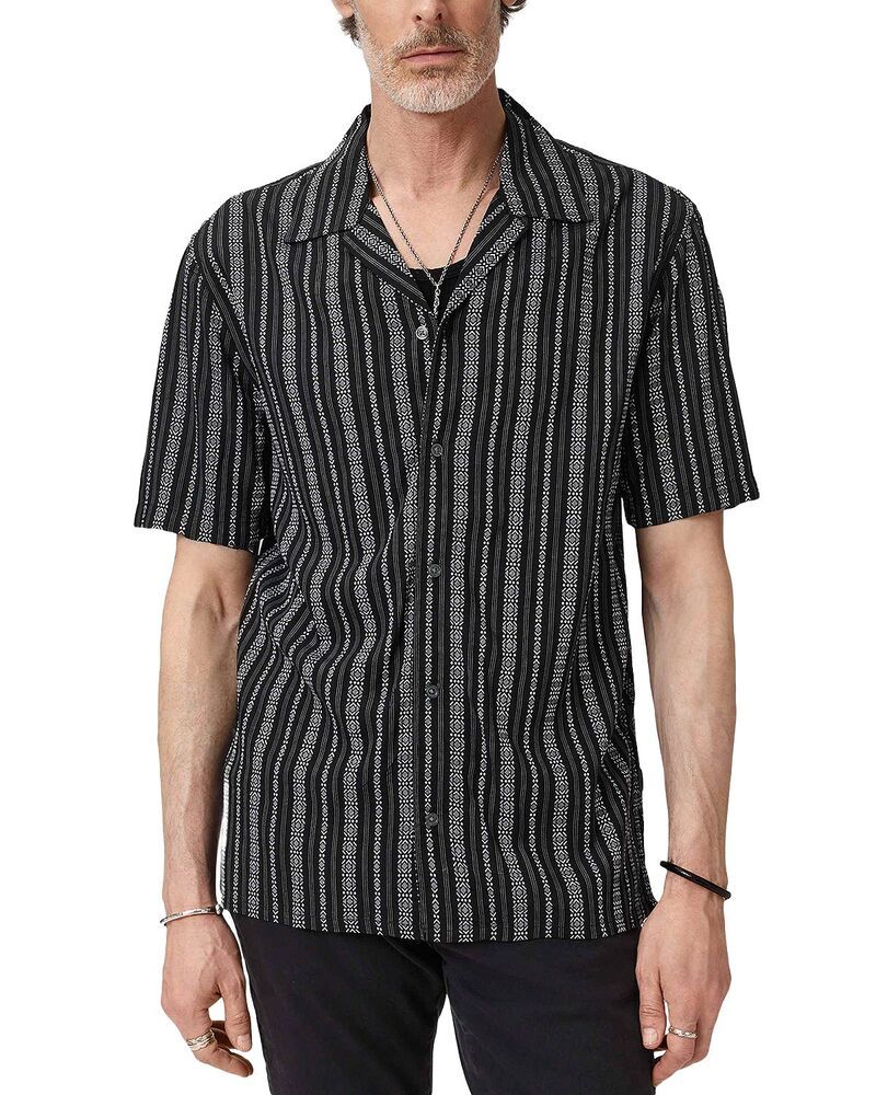 ジョンバルベイトス メンズ トップス シャツ John Varvatos Dan Short Sleeve Camp Collar Shirt Black ブラック