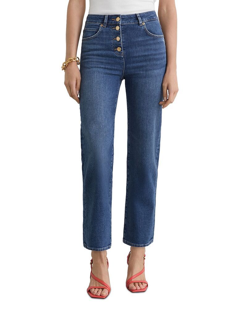 レイス レディース ボトムス デニムパンツ ストレート プチ ジーンズ REISS Petites Lana Mid rise Straight Leg Jeans in Mid Blue ブルー