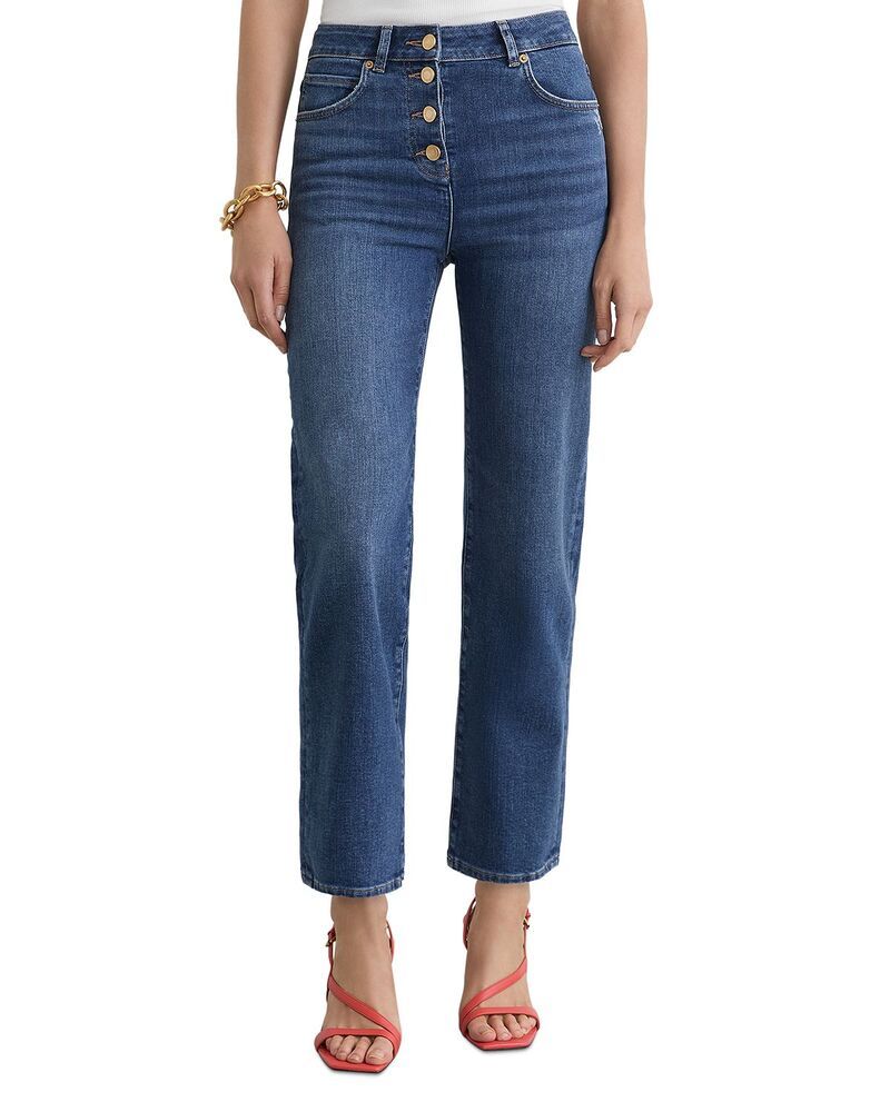 レイス レディース ボトムス デニムパンツ ストレート ジーンズ REISS Lana High Rise Straight Leg Jeans in Mid Blue ブルー