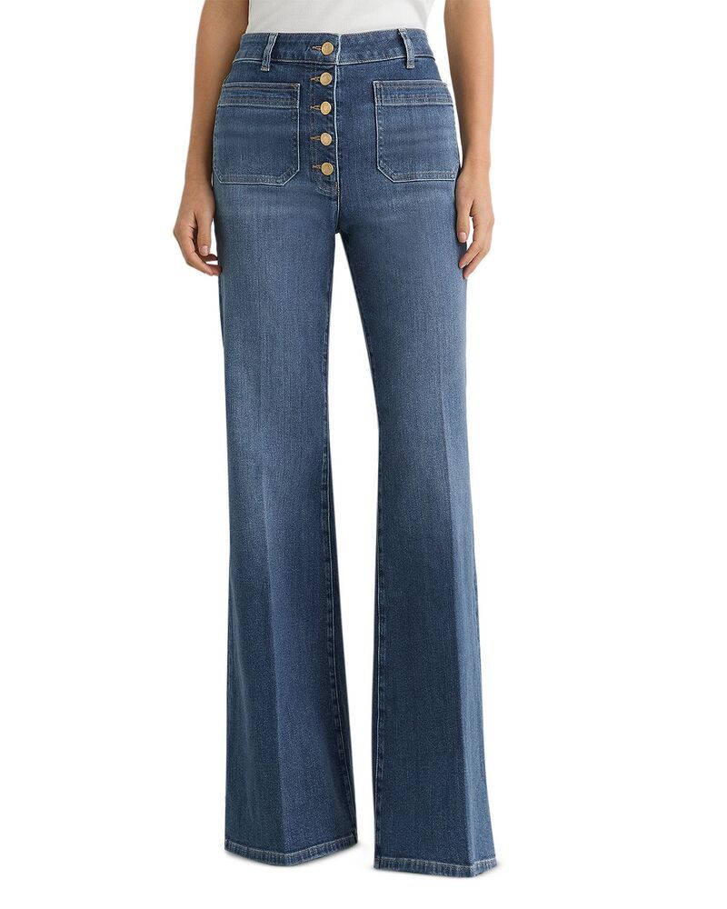 レイス レディース ボトムス デニムパンツ フレア プチ ジーンズ REISS Petites Cali Mid Rise Flare Leg Jeans in Mid Blue ブルー