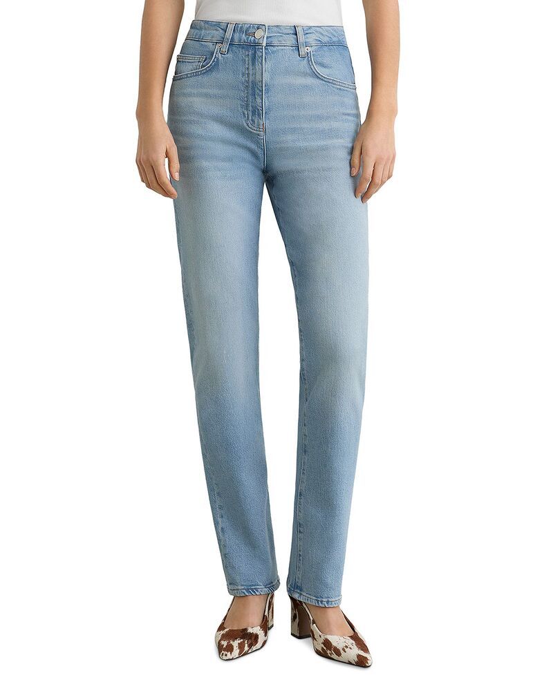 レイス レディース ボトムス デニムパンツ ストレート プチ ジーンズ REISS Petites Aubrey Mid Rise Straight Leg Jeans in Light Blue ブ