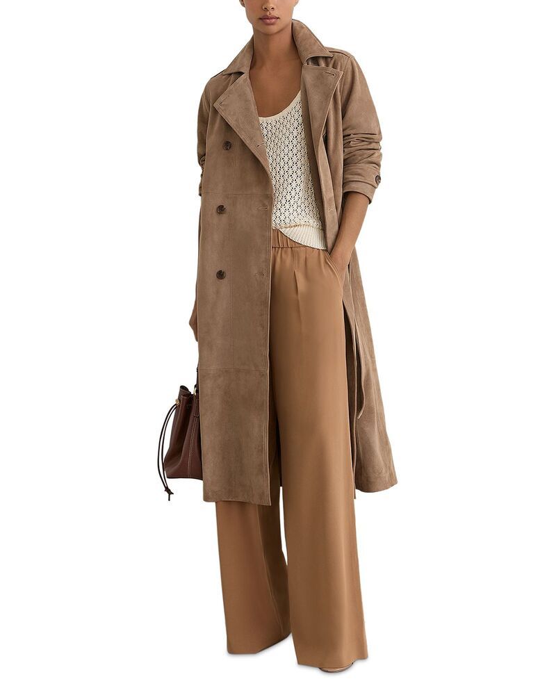 レイス レディース アウター コート レザー REISS Ester Leather Trench Coat Neutral