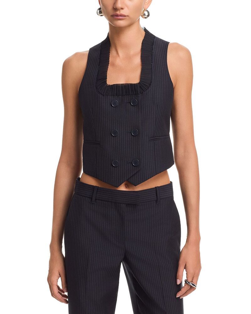 マックイーン レディース アウター コート McQueen Double Breasted Waistcoat Navy Melange ネイビー