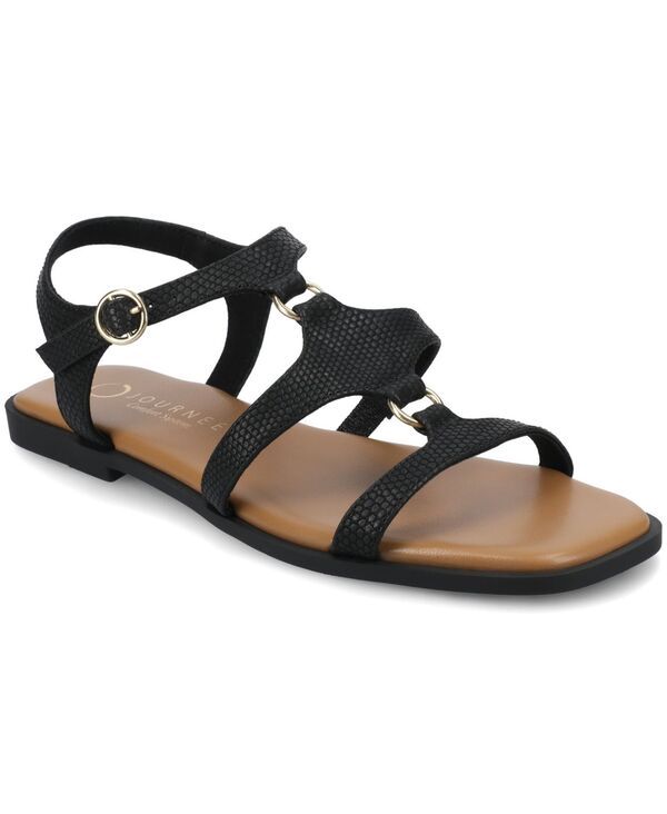 ジュルネ コレクション レディース シューズ サンダル Journee Collection Womens Briley Strappy Flat Sandals Black ブラック