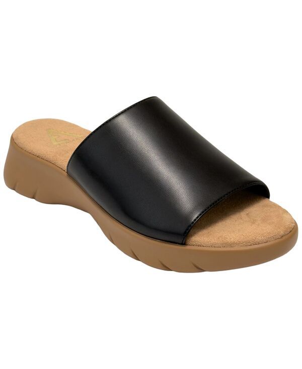 エアロソールズ レディース シューズ サンダル Aerosoles Womens Nora Wedge Slide Sandals Black Faux Leather ブラック