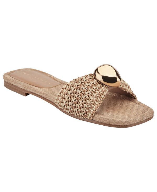 マーク・フィッシャー レディース シューズ サンダル Marc Fisher LTD Womens Nalena Ornamented Woven Flat Sandals BrownNatural