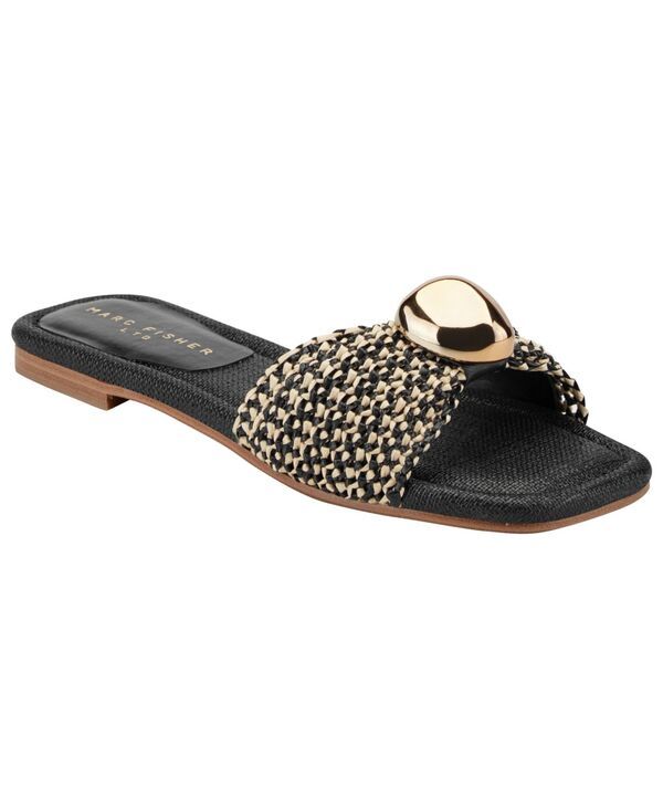 マーク・フィッシャー レディース シューズ サンダル Marc Fisher LTD Womens Nalena Ornamented Woven Flat Sandals BlackBeige ブラ