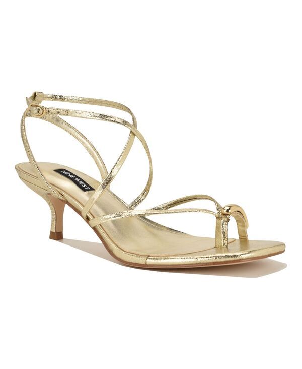 ナインウェスト レディース シューズ サンダル ヒール Nine West Womens Maystrappy Toe Loop Kitten Heel Dressandals Gold ゴールド