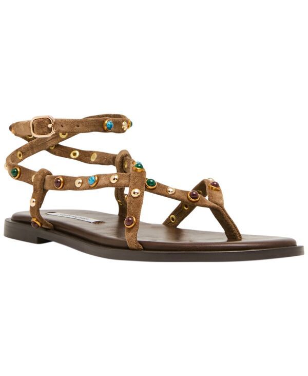 スティーブ マデン レディース シューズ サンダル Steve Madden Womens Mathis Embellished Strappy Flat Sandals Tan Suede タン