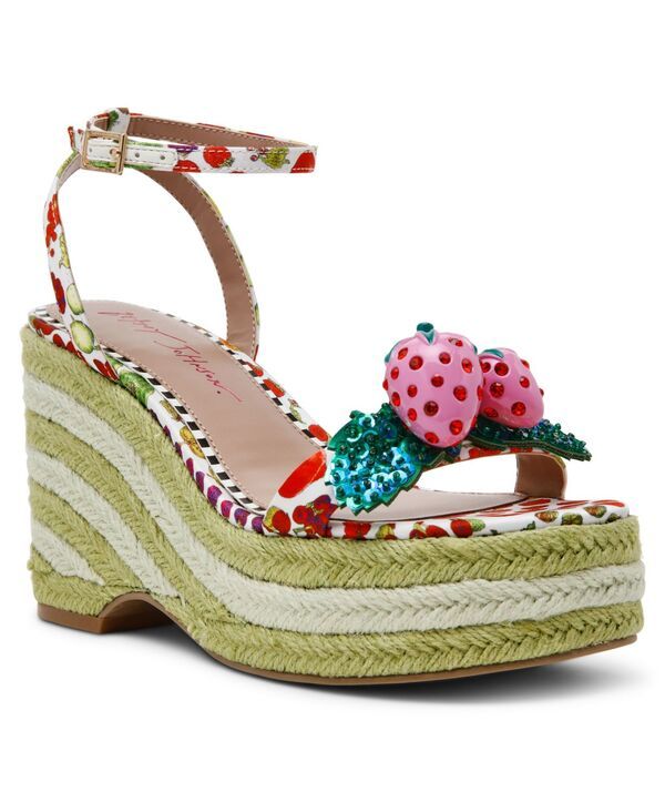 ベッツィジョンソン レディース シューズ サンダル プラットフォーム Betsey Johnson Womens Bobbie Platform Wedge Sandals White Multi ホ