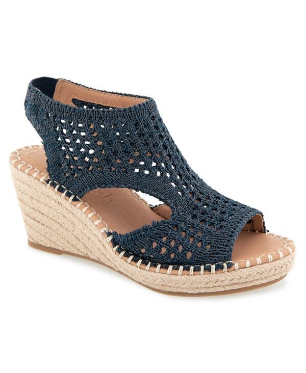 ジェントルソウルズ レディース シューズ サンダル ニット Gentle Souls Womens Cody Knit Round Toe Wedge Sandals Navy Knit ネイビー