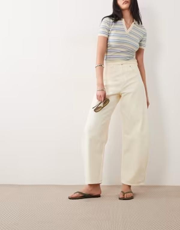 エイソス レディース ボトムス デニムパンツ ASOS DESIGN high waisted barrel jean in pastel yellow Pastel Yellow イエロー