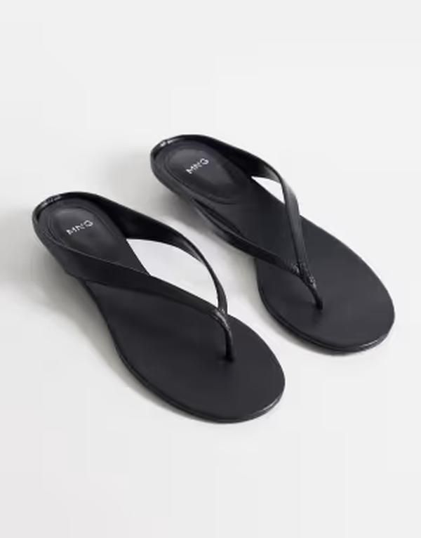 マンゴ レディース シューズ サンダル レザー ヒール Mango 100 leather low heeled sandals Black ブラック