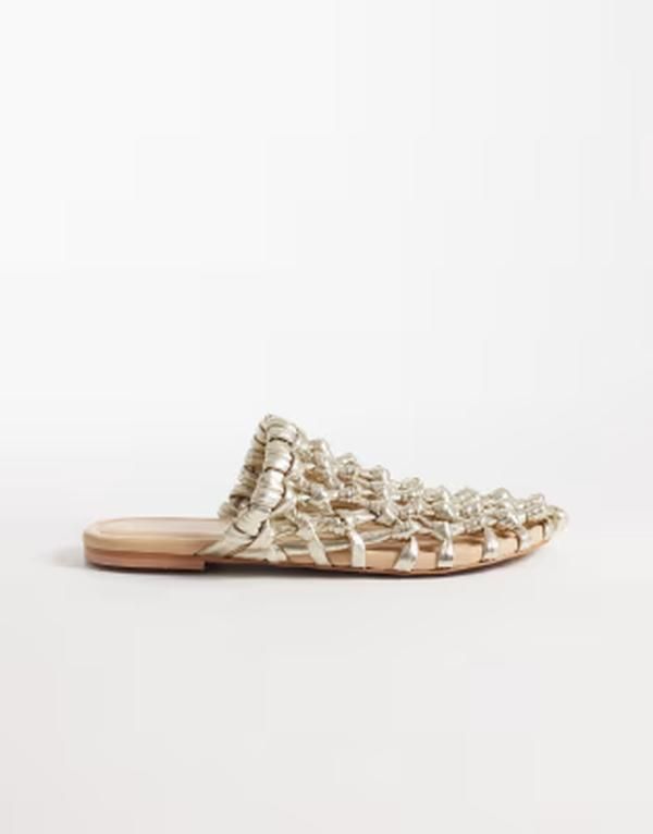 ブロンクス レディース シューズ サンダル Bronx Annaya woven flat mules in rose gold ゴールド
