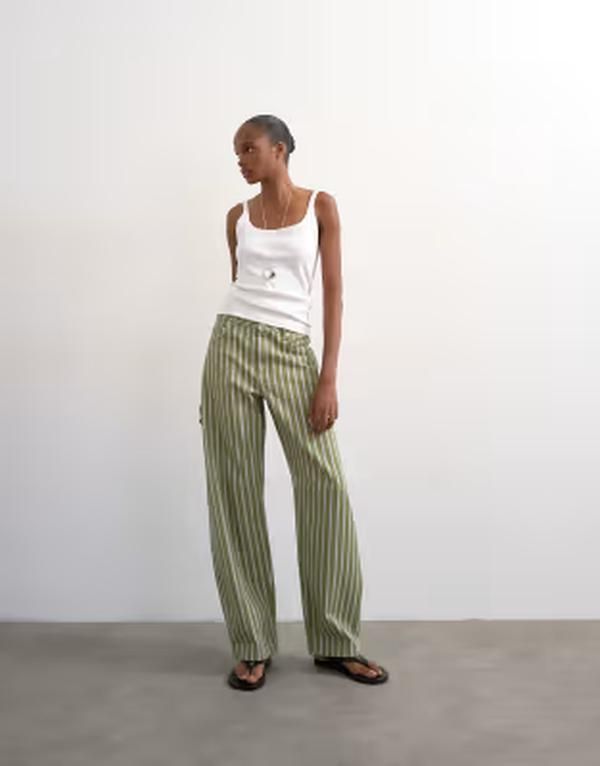 トップショップ レディース ボトムス デニムパンツ ジーンズ Topshop Barrel mid rise jeanstripesTRIPE ストライプ