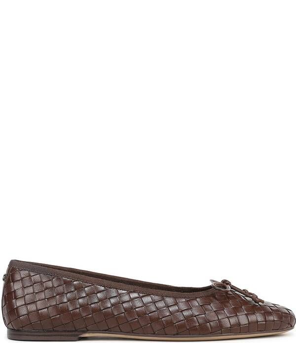 サムエデルマン レディース シューズ パンプス レザー Sam Edelman Ruthie Woven Leather Bow Detail Ballet Flats Terazzo Brown ブ