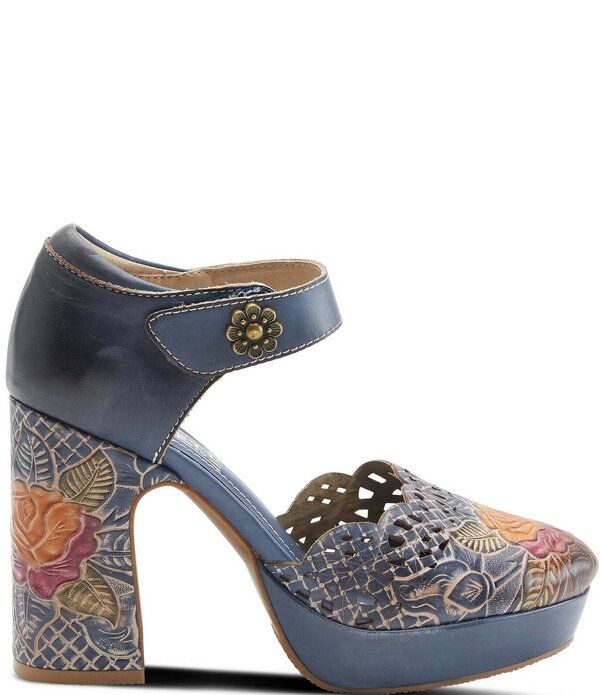 ラリティステ レディース シューズ パンプス カットアウト プラットフォーム レザー ヒール LARTISTE Debbihary Rosembossed Cut Out Leather Block