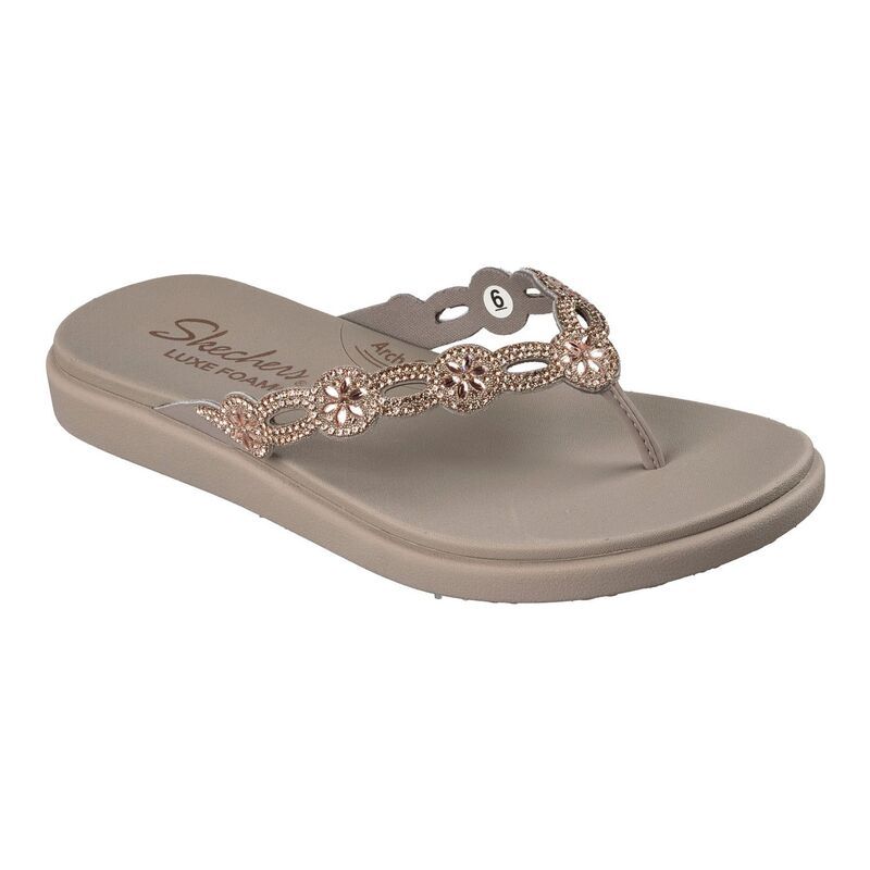 スケッチャーズ レディース シューズ サンダル Skechers Meditation Luxe Womens Cushioned Thong Sandals Taupe トープ