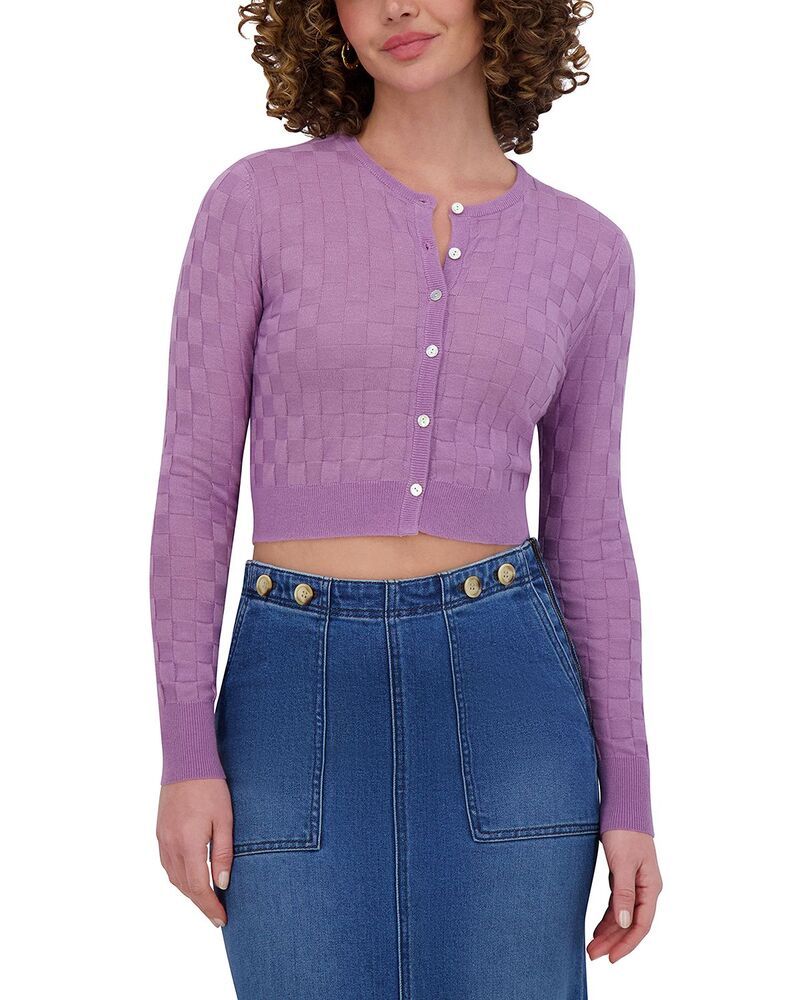 ポイント レディース アウター カーディガン ニット Point Checker Knit Cardigan Lilac ライラック