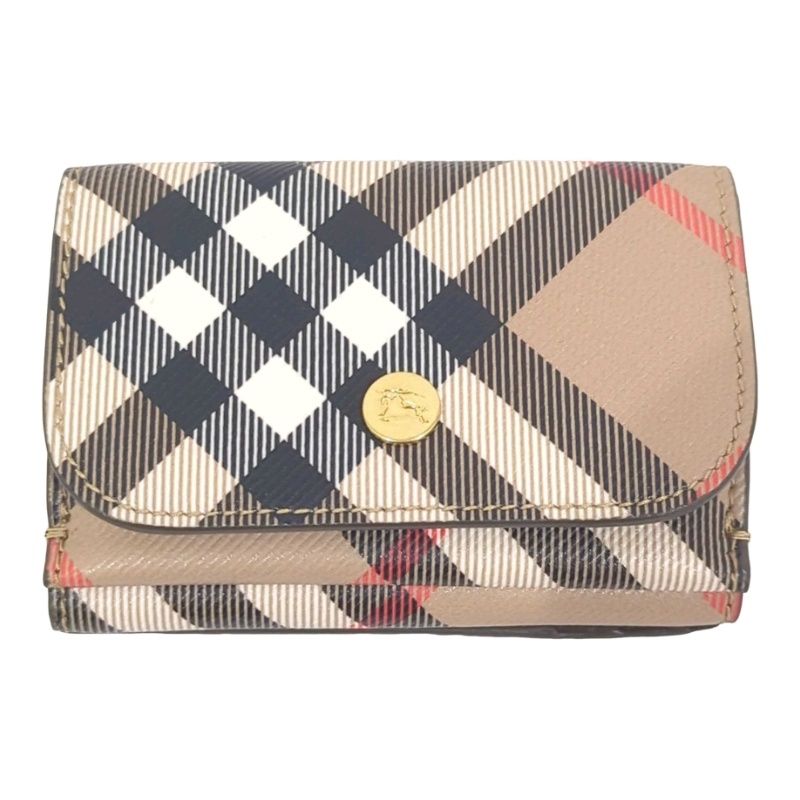 BURBERRY バーバリー ヴィンテージチェック 8095291 ベージュ系 PVCコーティングキャンバス 三つ折り財布 ユニセックス【未使用品】 12606K127