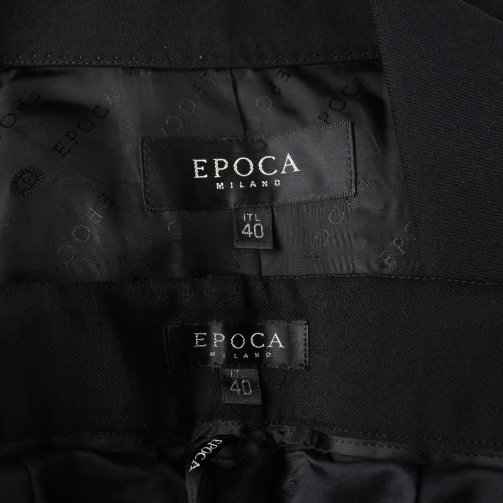 エポカ EPOCA スーツ ジャケット パンツ 40 黒 ブラック 無地 長袖