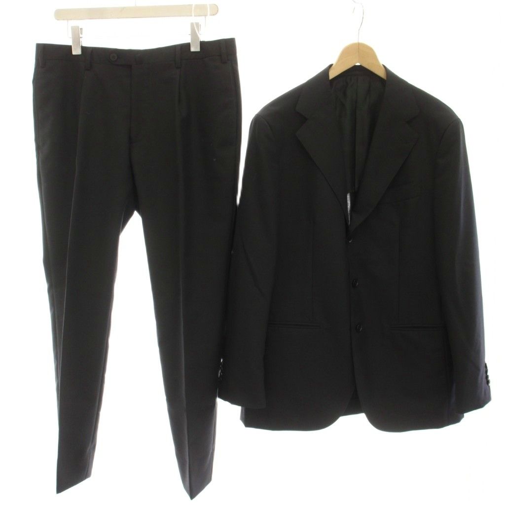 ユナイテッドアローズ UNITED ARROWS スーツ テーラードジャケット シングル 3B スラックス パンツ ウール モヘヤ混 50 黒 ブラック 1123-161-5472 /HN