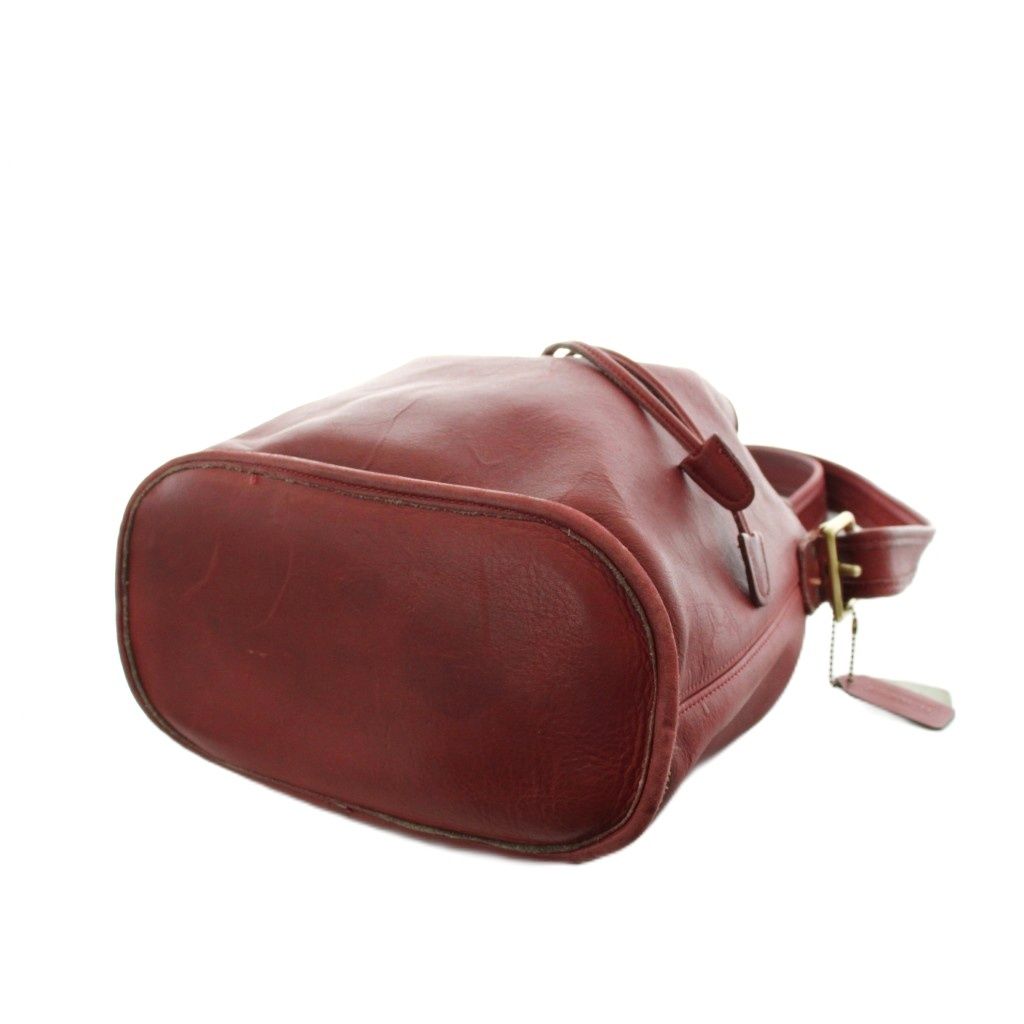 コーチ COACH オールド ショルダーバッグ 巾着 レザー 赤 レッド 9952