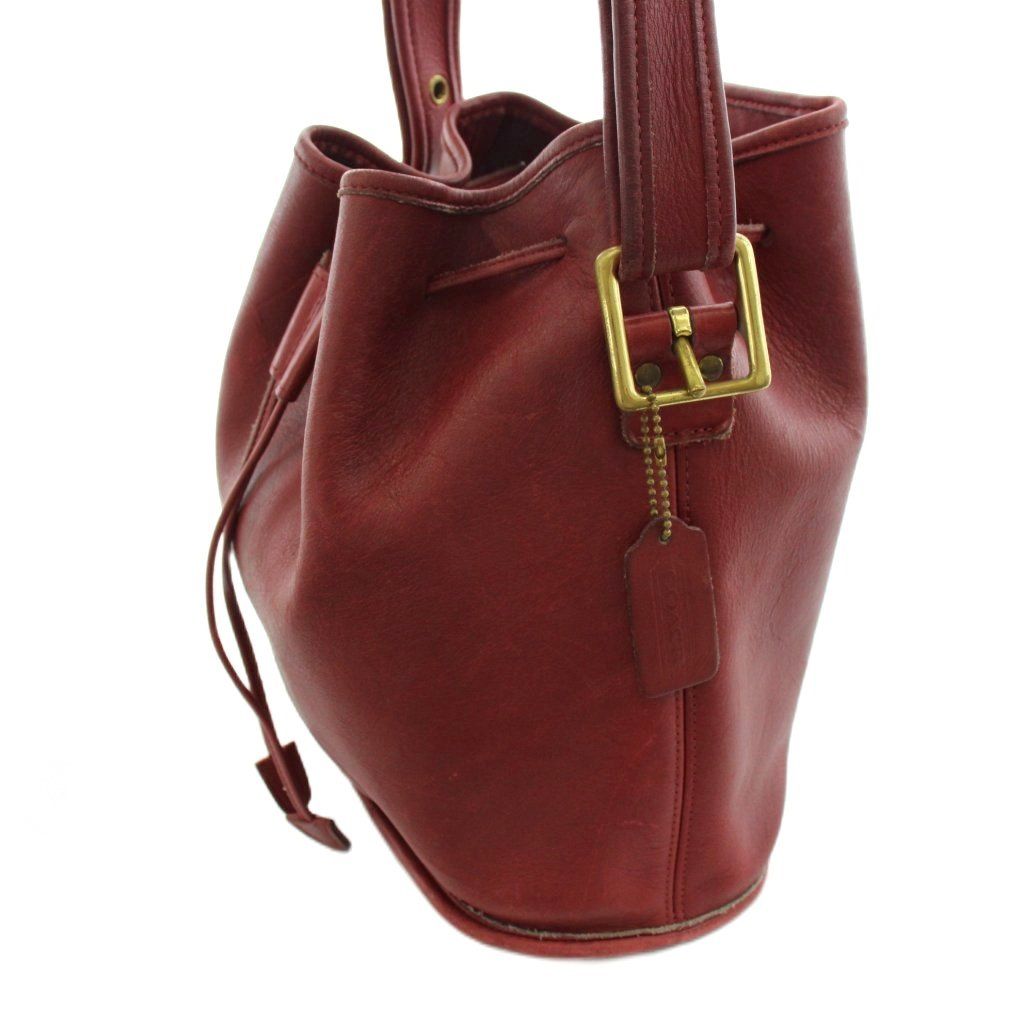 コーチ COACH オールド ショルダーバッグ 巾着 レザー 赤 レッド 9952