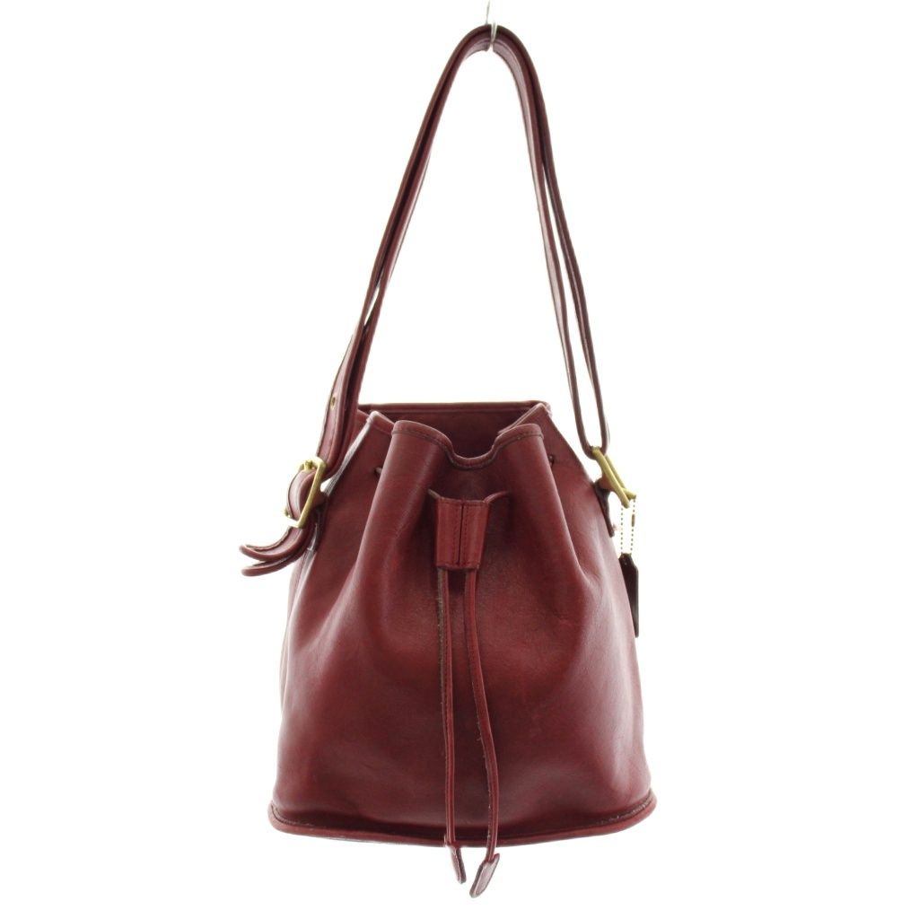 コーチ COACH オールド ショルダーバッグ 巾着 レザー 赤 レッド 9952 /AN65