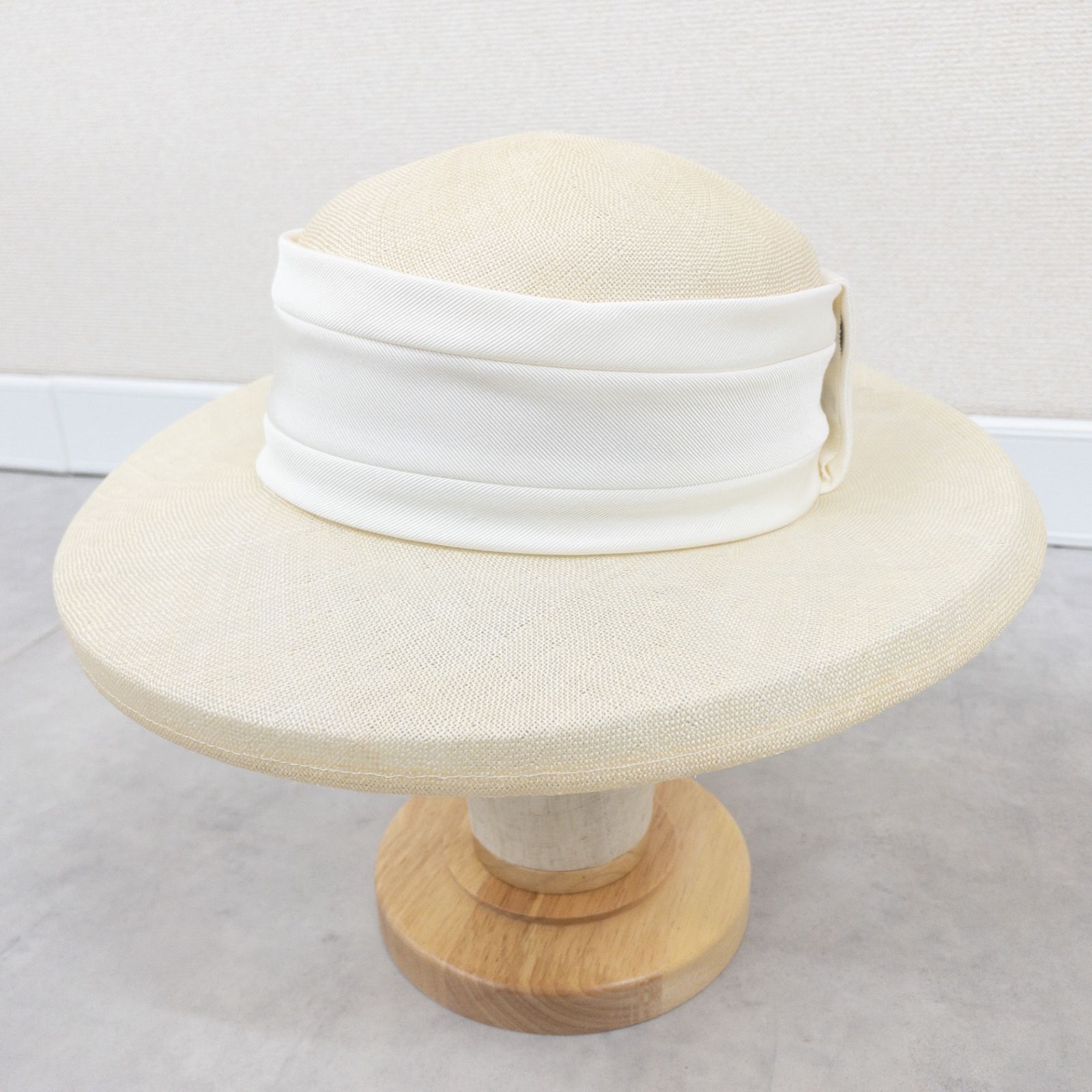 GIVENCHY ジバンシー CHAPEAUX ハット パナマ 麦わら ロゴ入り ヴィンテージ アイボリー レディース b01757