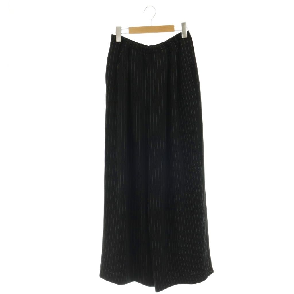 エンフォルド ENFOLD 25SS RELAX ELASTIC WIDE-TROUSERS パンツ イージー ワイド ピンストライプ 38 黒 ブラック 白 ホワイト /CX ■OS