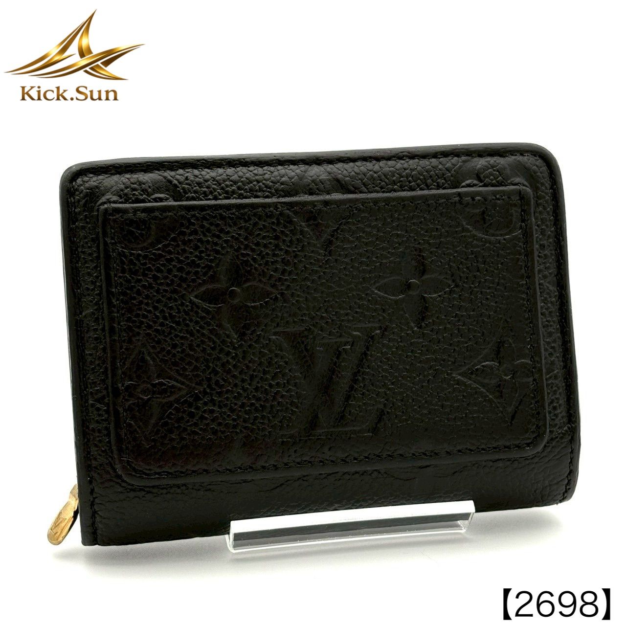 LOUIS VUITTON ルイヴィトン ポルトフォイユ クレア モノグラム アンプラント ノワール M80151 二つ折り財布 コンパクト ミニ ウォレット レザー 本革 ブラック 黒 ゴールド 金具 レディース メンズ ユニセックス 2698