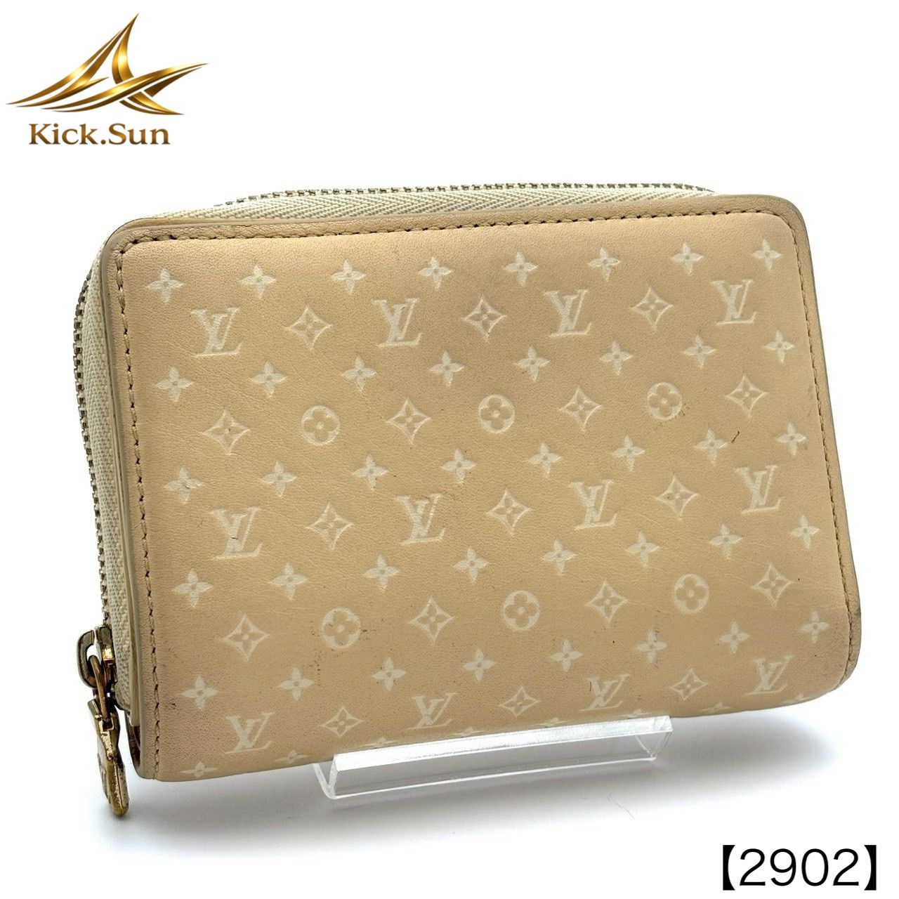 LOUIS VUITTON ルイヴィトン ナノグラム ポルトフォイユ ルー M82288 ミニ財布 二つ折り財布 コンパクトウォレット モノグラム レザー 本革 イエロー ジョーヌ アイボリー ベージュ ゴールド金具 レディース 2902