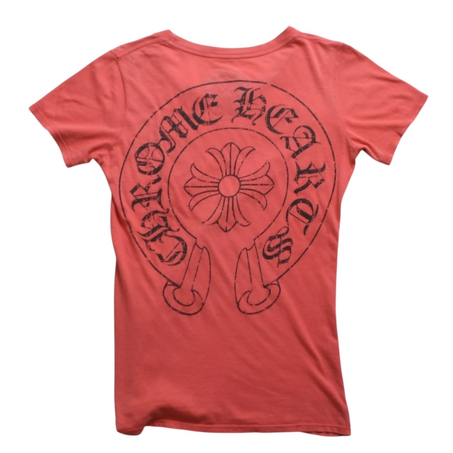 Chrome Hearts Tシャツ フローラルクロス 赤 ラベル クロムハーツ CHROME HEARTS クロムハーツ レディース半袖Tシャツ ホースシュー
