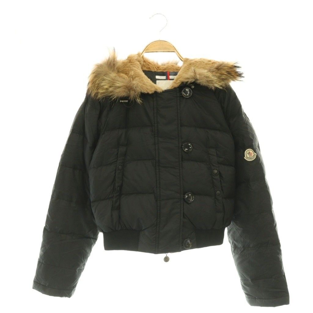 モンクレール MONCLER ALBERTA アルベルタ N-2B ダウンジャケット アウター ミリタリー リアルファー 0 黒 45304 /CX ■OS