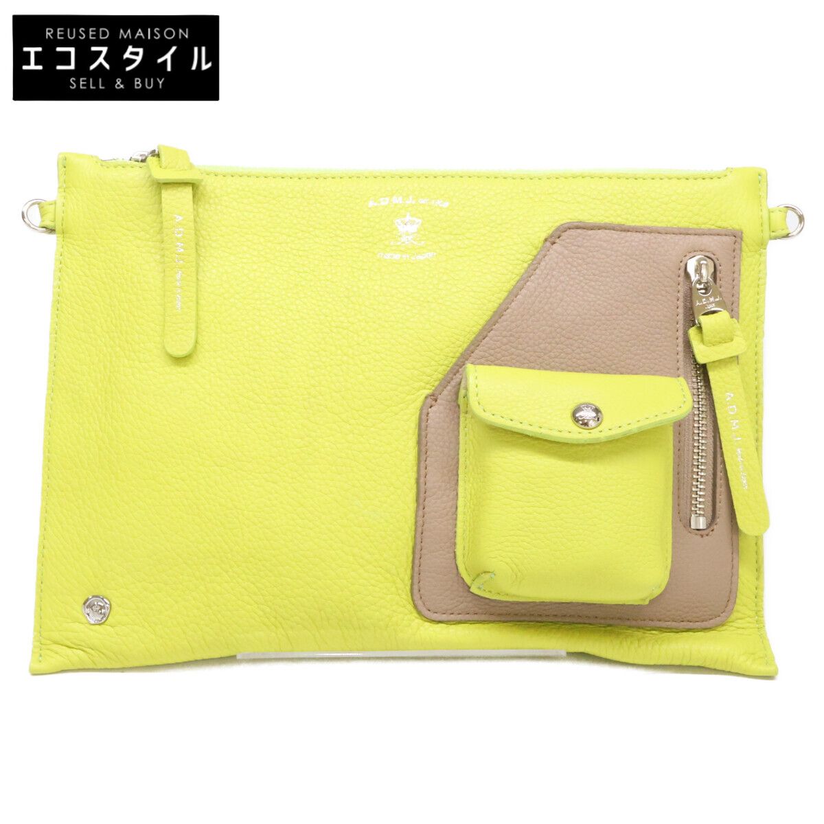 A.D.M.J. Accessoires De Mademoiselle　ADMJ　【新品同様】21SS01017 子牛革/モーツァルト バイカラー ライダースポケット付 フラット