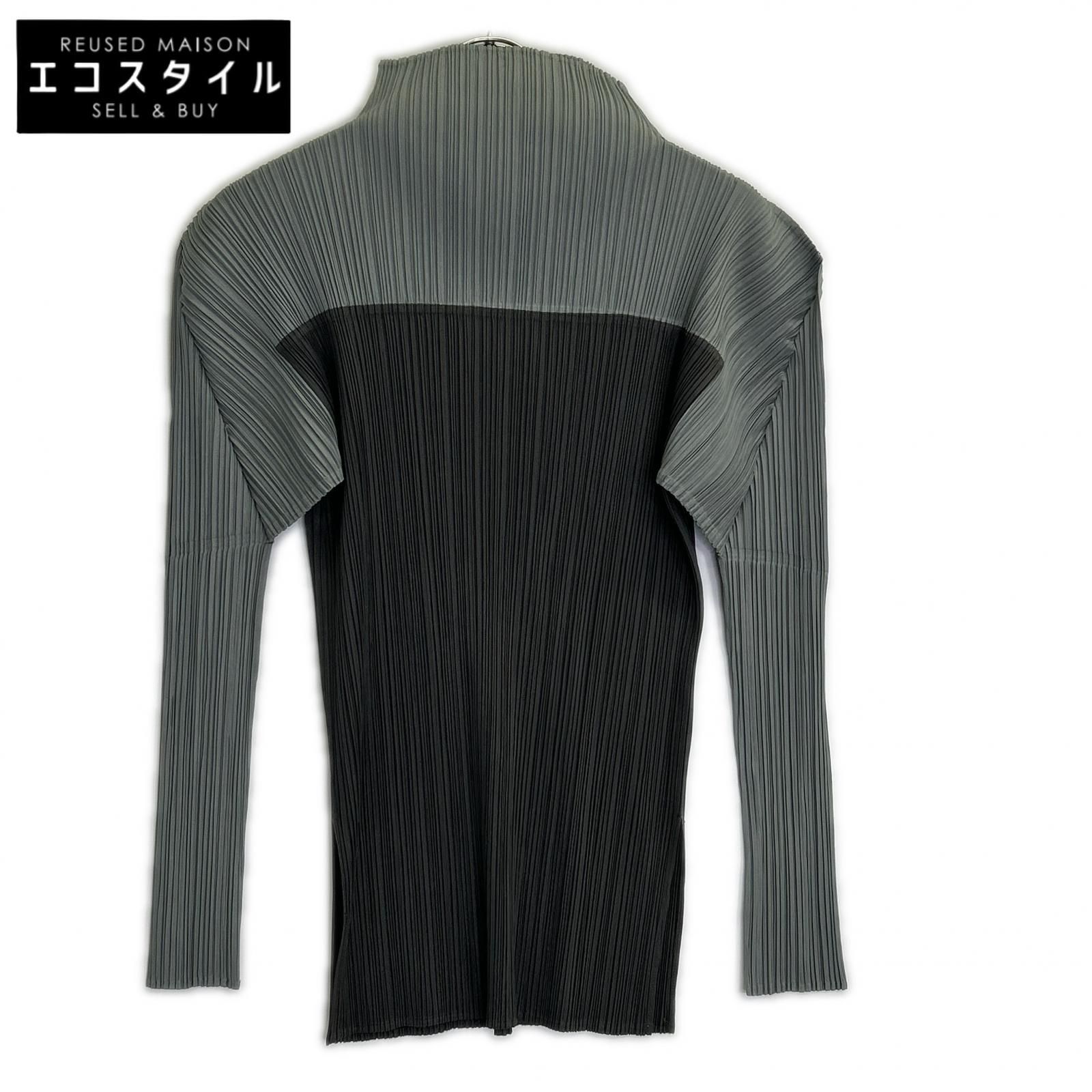 PLEATS PLEASE　プリーツプリーズ　【美品】PP87-JK404 プリーツ バイカラー ボトルネック 長袖カットソー　3