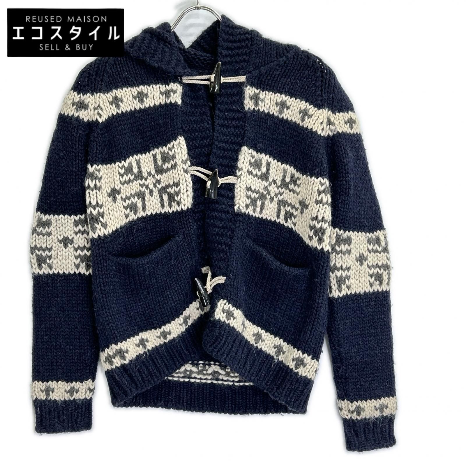 美品　ロベルトコリーナ　ニットコート　アルパカ　モヘア　大きいサイズ　LL ROBERTO COLLINA ロベルトコリーナ ネイビー アルパカ混 ニット