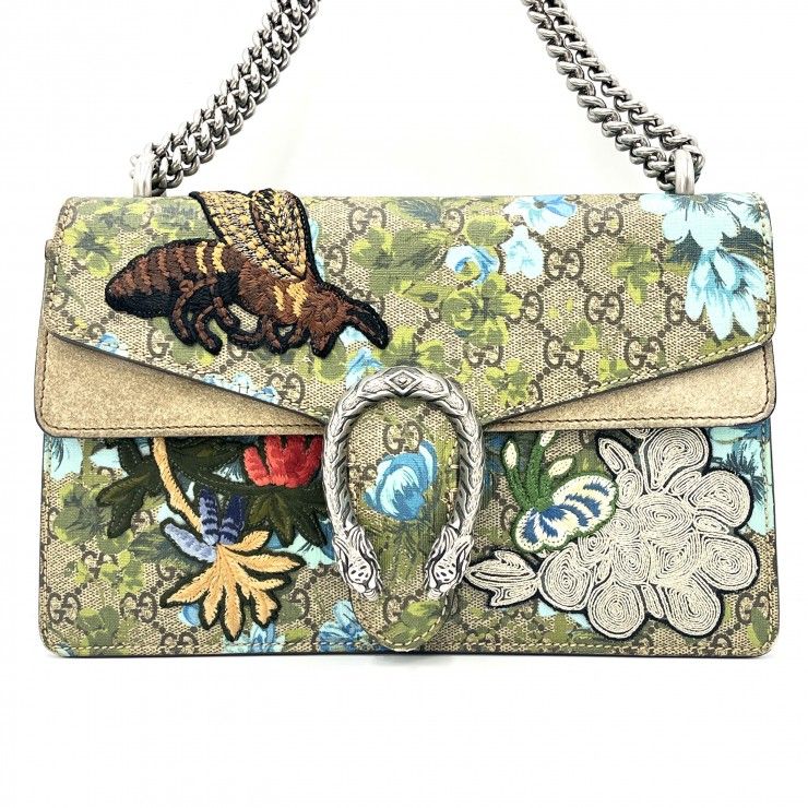 GUCCI（グッチ）ディオニュソス ショルダーバッグ チェーンバッグ GGスプリーム フラワー Bee刺繍 マルチカラー 421970 レディース【中古】