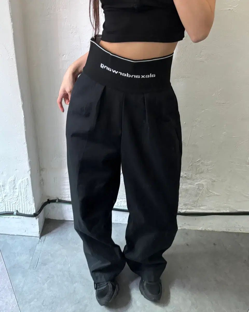 Alexander Wang アレキサンダーワング ロゴ 밴딩 ワイド キャロット パンツ