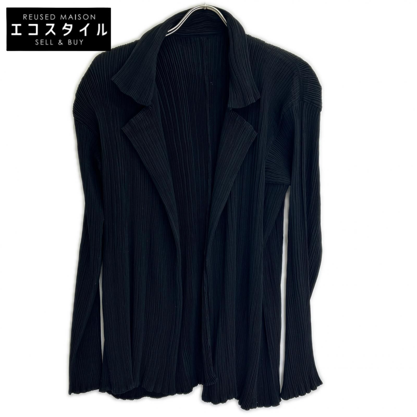 ISSEY MIYAKE　イッセイミヤケ　【美品】IM63-FD907 プリーツ ボタンレス ジャケット　M