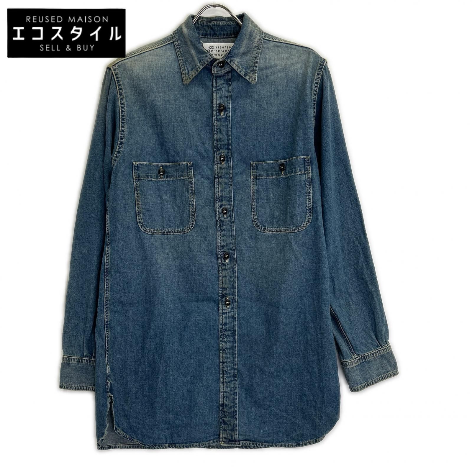 Maison margiela　メゾンマルジェラ　【美品/国内正規/24年製】S50DT0042 ヴィンテージ加工 ウォッシュド デニム ロングシャツ　38
