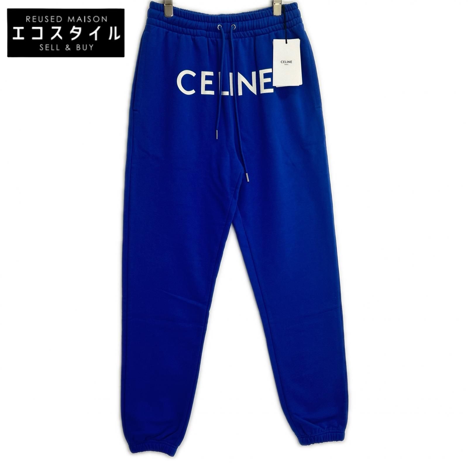 CELINE　セリーヌ　21SS 2Z056052H ブルー コットン フロントロゴスウェットパンツ　X S