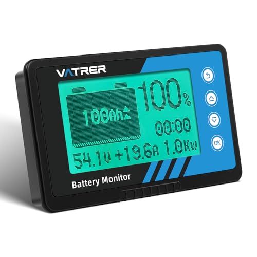 R◆VATRER POWER バッテリーモニター 電圧計&電流計 500Aシャント付き 8V-120V リン酸鉄リチウムイオンバッテリーモニター 低電力警報 キャンピングカー・バイク・ゴルフカート・ソーラーパネル用 LCDスクリーン バッテリ 641e9d54
