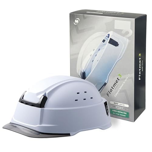 [ミドリ安全] フラットメット3 折りたたみ 携帯型 ヘルメット ABS製 SCT29B KP付 箱入 ホワイト/スモークJu