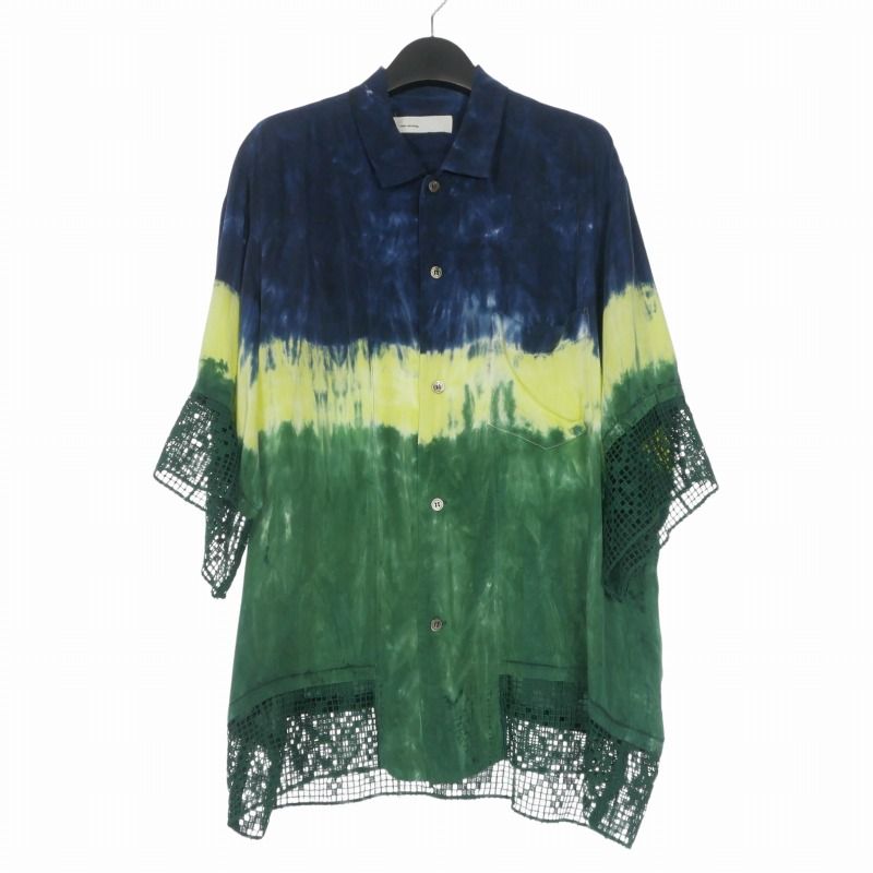 トーガ TOGA ARCHIVES 23SS Inner tie dye S/S shirt インナータイダイ ショートスリーブシャツ 半袖 M/46 ネイビー/イエロー/グリーン TZ31-FJ906